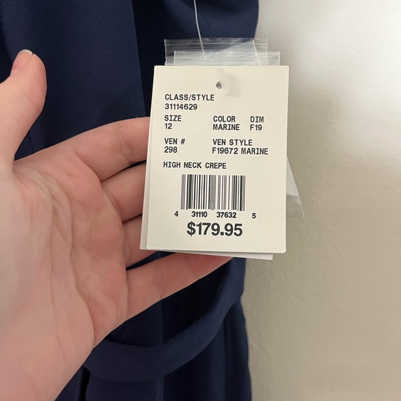 NWT David’s Bridal Keyhole Halter Jewel Neckline Maxi Dress Marine Navy - Picture 5 of 7